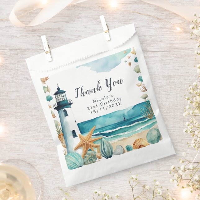 Nautical Lighthouse Birthday Favor Bag (Clipped)