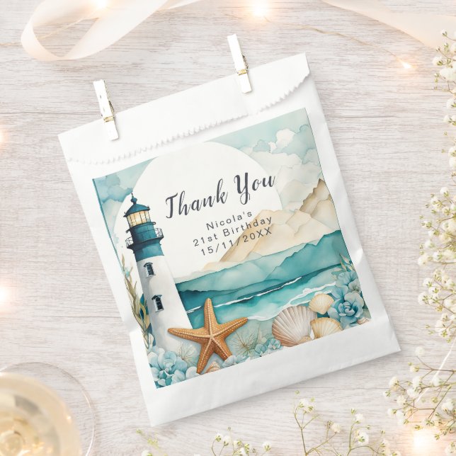 Nautical Lighthouse Birthday Favor Bag (Clipped)