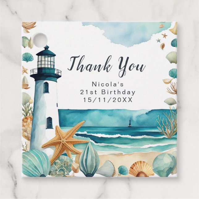 Nautical Lighthouse Birthday Favor Tags (Front)