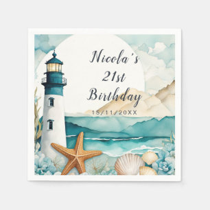 Nautical Lighthouse Birthday Napkins