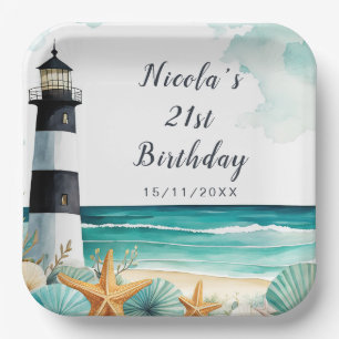 Nautical Lighthouse Birthday Paper Plates