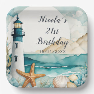 Nautical Lighthouse Birthday Paper Plates