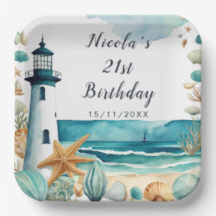 Nautical Lighthouse Birthday Paper Plates
