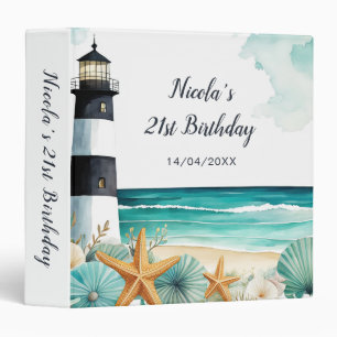 Nautical Lighthouse Birthday Photo Album 3 Ring Binder