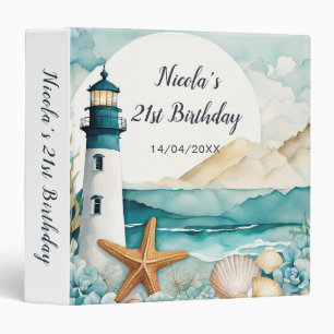 Nautical Lighthouse Birthday Photo Album 3 Ring Binder