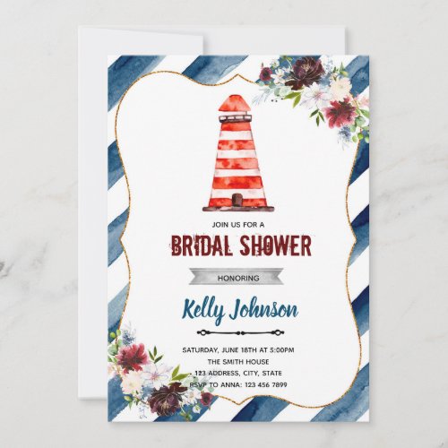 Nautical lighthouse birthday shower Invitation