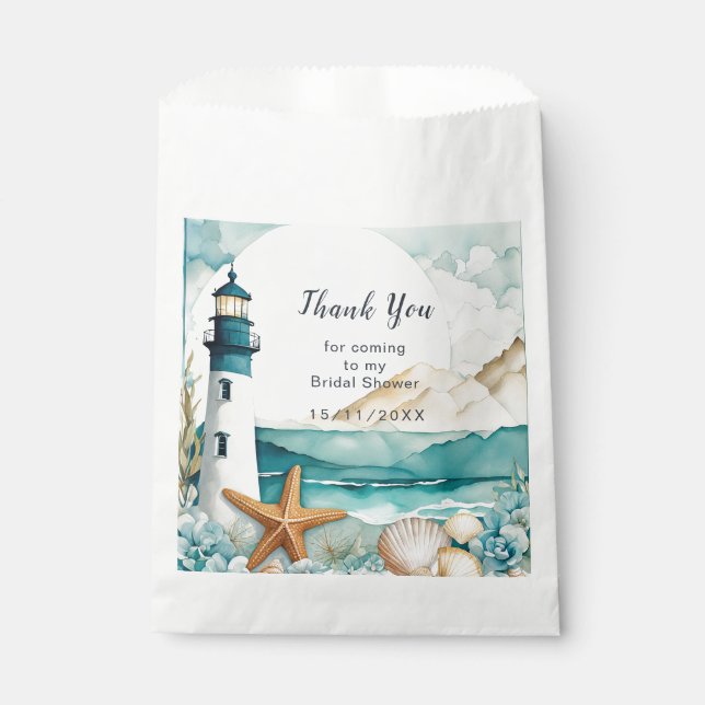 Nautical Lighthouse Bridal Shower Favor Bag (Front)