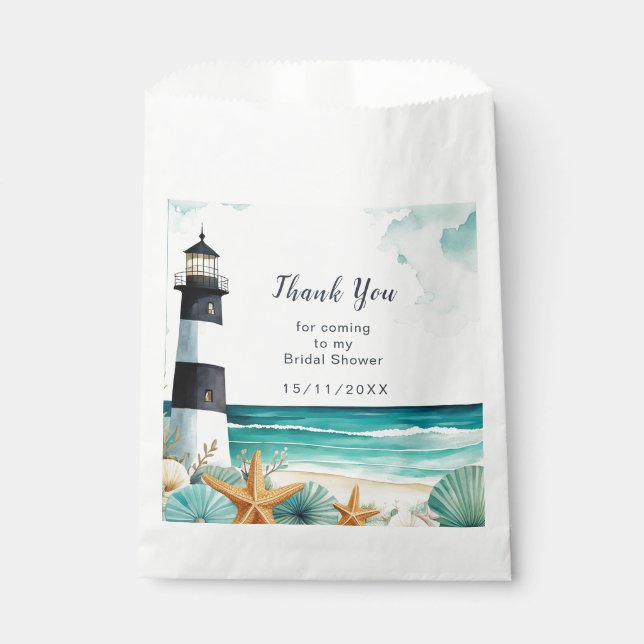 Nautical Lighthouse Bridal Shower Favor Bag (Front)