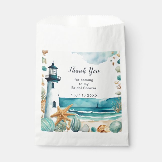 Nautical Lighthouse Bridal Shower Favor Bag (Front)