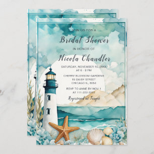 Nautical Lighthouse Bridal Shower Invitation