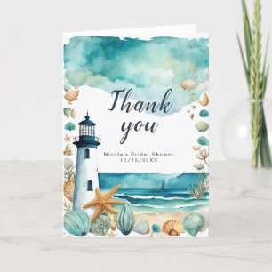 Nautical Lighthouse Bridal Shower Letterpress Thank You Card