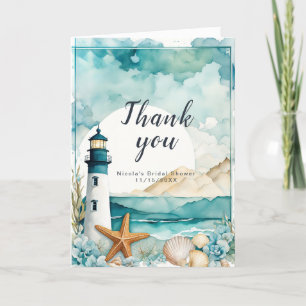 Nautical Lighthouse Bridal Shower Letterpress Thank You Card