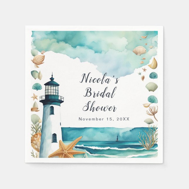 Nautical Lighthouse Bridal Shower Napkins (Front)