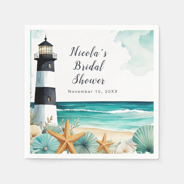 Nautical Lighthouse Bridal Shower Napkins (Front)