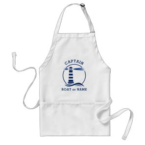 Nautical Lighthouse Captain Boat or Name Navy Blue Adult Apron