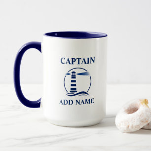 Nautical Lighthouse & Captain or Boat Name Large Mug