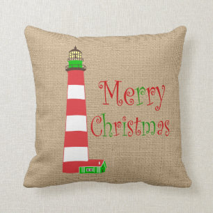 Nautical Lighthouse Christmas Pillow