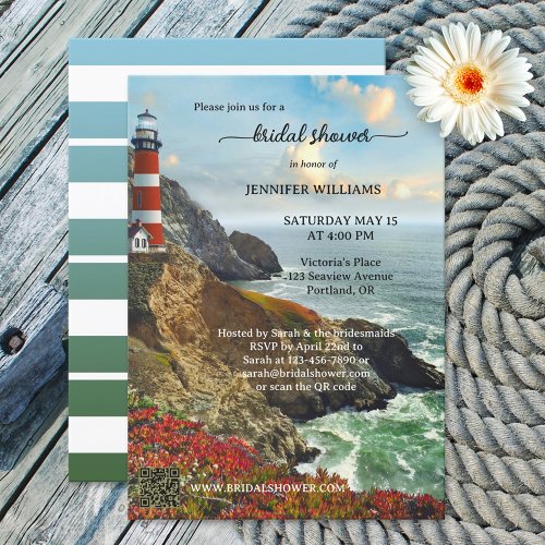 Nautical Lighthouse Coastal Bridal Shower Invitation