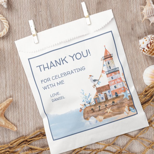 Nautical Lighthouse Favor Bag (Personalized nautical themed party favor bags)