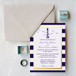Nautical Lighthouse Navy Stripe Wedding Real Foil Invitation<br><div class="desc">Celebrate in style with these romantic and very trendy wedding invitations. This design is easy to personalize with your special event wording and your guests will be thrilled when they receive these fabulous invites.</div>