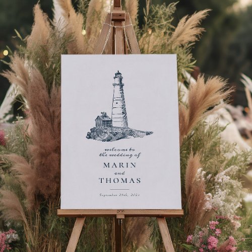 Nautical Lighthouse Ocean Sea Wedding Welcome Sign