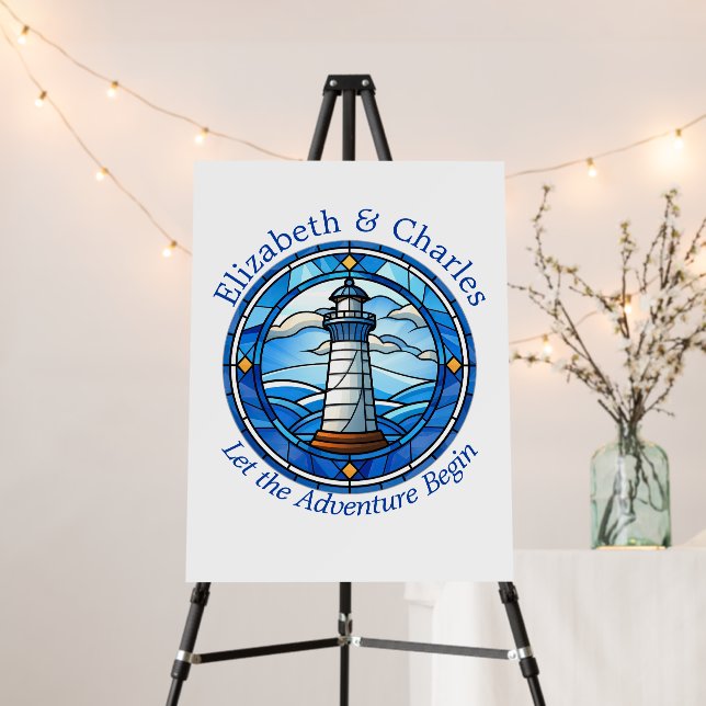 Nautical Lighthouse Ocean Seaside Wedding Foam Board (In Situ (Stand))