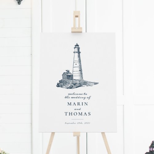 Nautical Lighthouse Ocean Seaside Wedding Sign