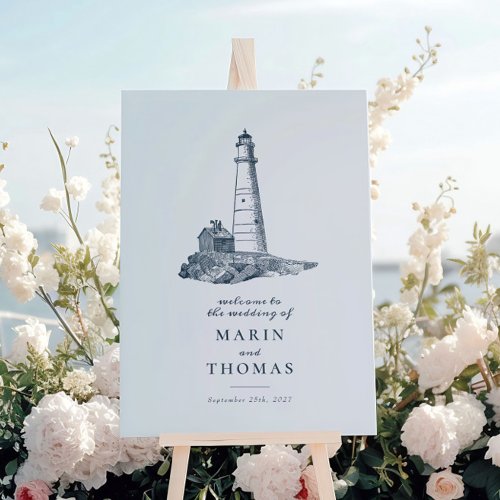 Nautical Lighthouse Ocean Seaside Wedding Sign