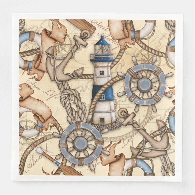 Nautical Lighthouse  Paper Dinner Napkins (Front)