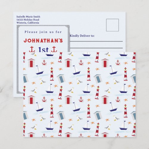 Nautical Lighthouse Pattern 1st Birthday Party 