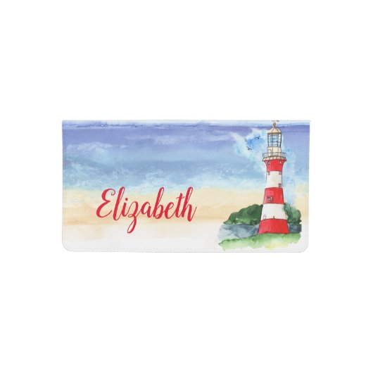 Nautical Lighthouse Personalized Checkbook Cover (Front)