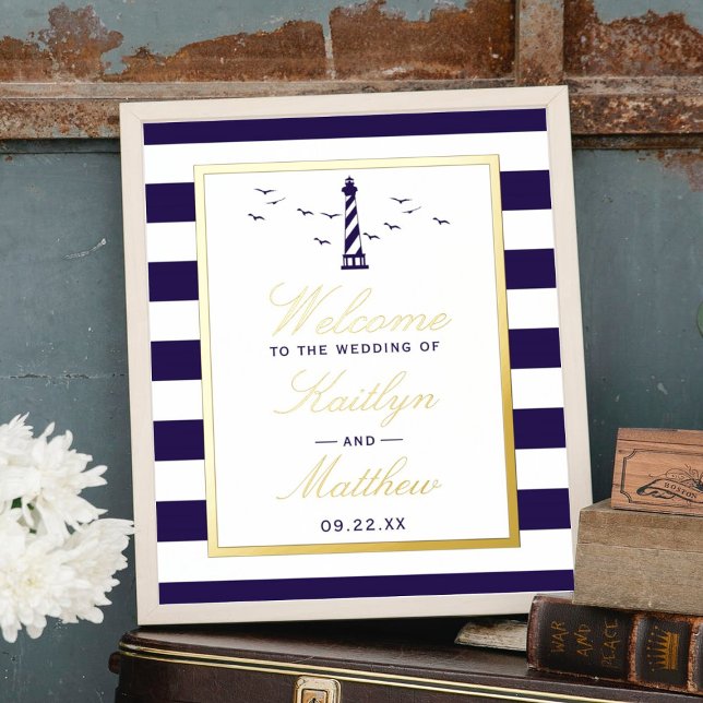 Nautical Lighthouse Real Foil Wedding Welcome Sign (Creator Uploaded)