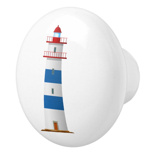 Nautical Lighthouse Red White Blue Ceramic Knob (Right)
