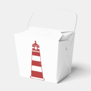Nautical Lighthouse Red & White Stripes - Sailor Favor Boxes