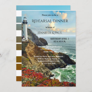 Nautical Lighthouse Rehearsal Dinner Invitation