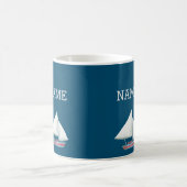 Nautical Lighthouse Sailboat Name Red White Blue Coffee Mug (Center)