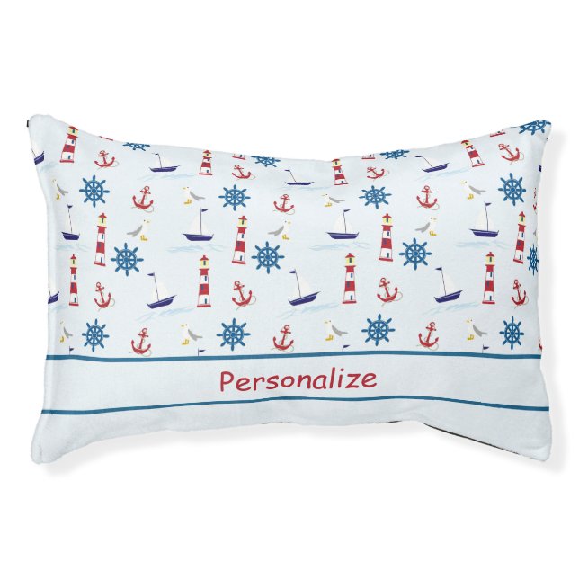 Nautical Lighthouse Sailboat Ocean Lake Dog Cat Pet Bed (Front)