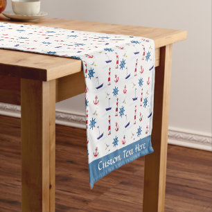 Nautical Lighthouse Sailboat Ocean Personalized Short Table Runner