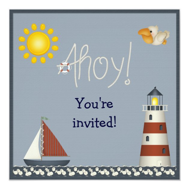 Nautical Lighthouse & Sailboat Party Invites
