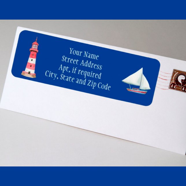 Nautical Lighthouse Sailboat Return Address Label (Creator Uploaded)