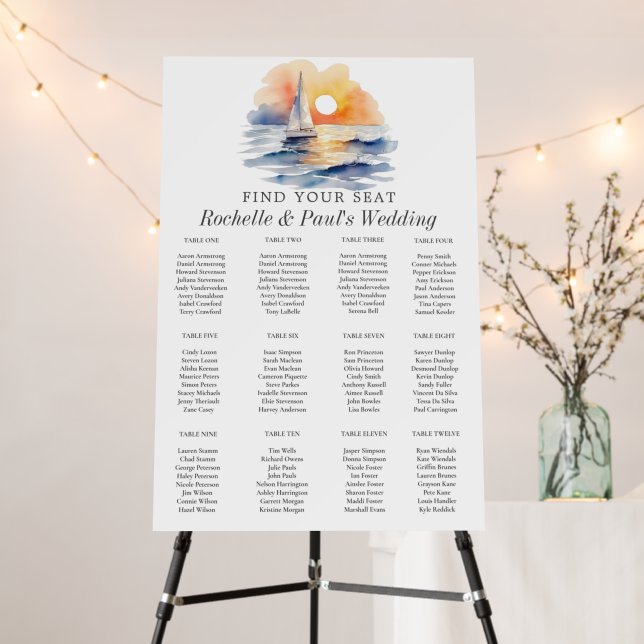 Nautical Lighthouse Sailing Ocean Seating Chart Foam Board (In Situ (Stand))