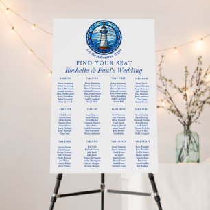 Nautical Lighthouse Sailing Ocean Seating Chart Foam Board