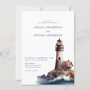 Nautical, Lighthouse   Sea Wedding Invitation