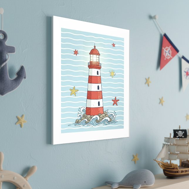 Nautical Lighthouse & Starfish ID1249 Acrylic Photo Tile (Creator Uploaded)