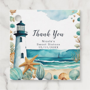Nautical Lighthouse Sweet Sixteen Birthday Favor Tags