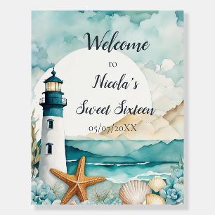 Nautical Lighthouse Sweet Sixteen Birthday Foam Board