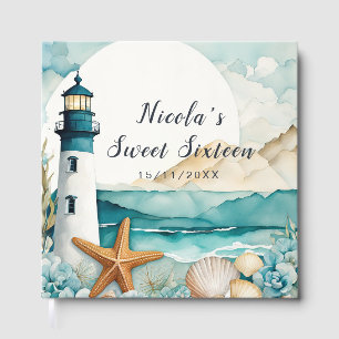 Nautical Lighthouse Sweet Sixteen Birthday Guest Book