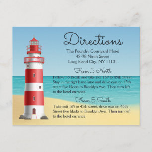 Nautical Lighthouse Wedding Directions Beach Ocean Enclosure Card