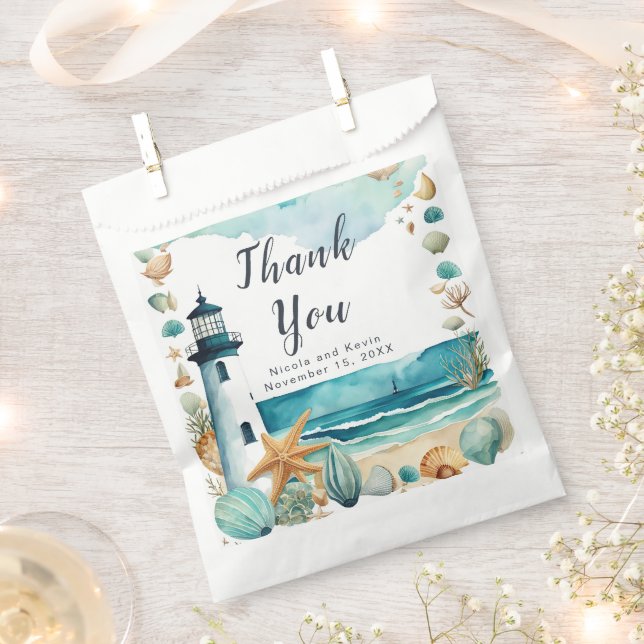 Nautical Lighthouse Wedding  Favor Bag (Clipped)