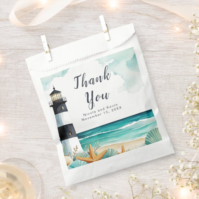 Nautical Lighthouse Wedding  Favor Bag (Clipped)